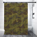 Brown Green Camouflage Print Premium Shower Curtain