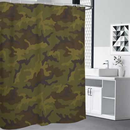 Brown Green Camouflage Print Premium Shower Curtain