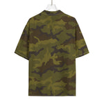 Brown Green Camouflage Print Rayon Hawaiian Shirt
