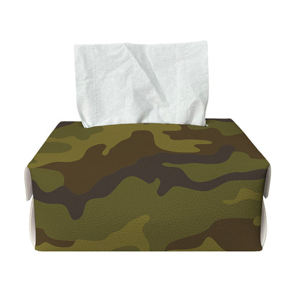 Brown Green Camouflage Print Rectangle Tissue Box Cover