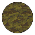 Brown Green Camouflage Print Round Floor Mat