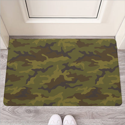Brown Green Camouflage Print Rubber Doormat