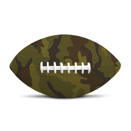 Brown Green Camouflage Print Rugby Ball