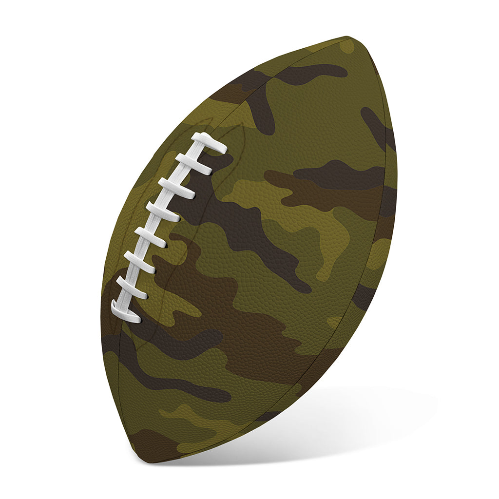Brown Green Camouflage Print Rugby Ball