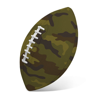Brown Green Camouflage Print Rugby Ball