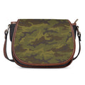 Brown Green Camouflage Print Saddle Bag
