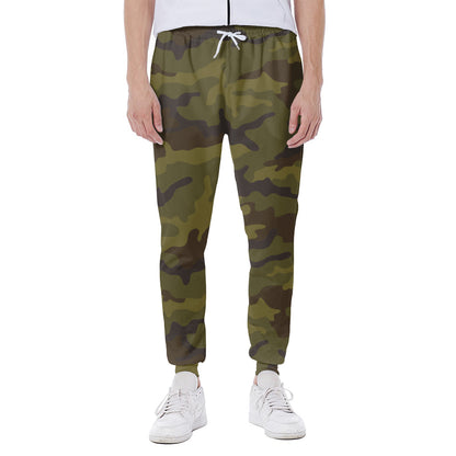 Brown Green Camouflage Print Scuba Joggers