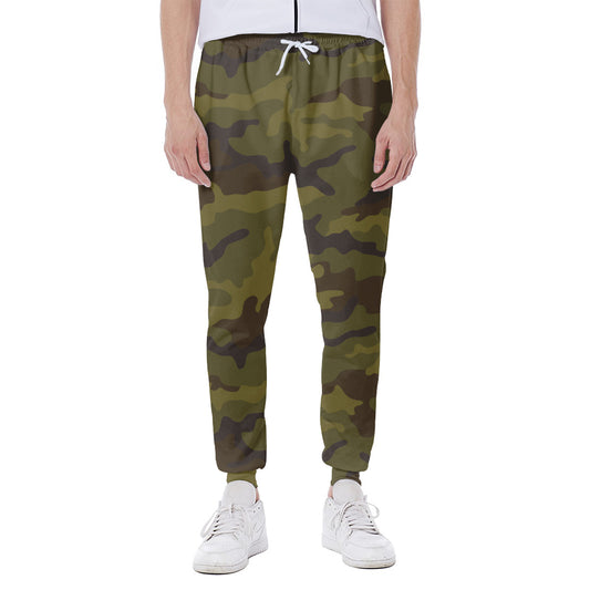 Brown Green Camouflage Print Scuba Joggers