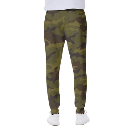 Brown Green Camouflage Print Scuba Joggers