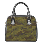 Brown Green Camouflage Print Shoulder Handbag