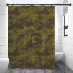Brown Green Camouflage Print Shower Curtain