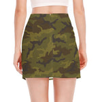 Brown Green Camouflage Print Side Slit Mini Skirt