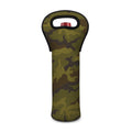 Brown Green Camouflage Print Single Neoprene Wine Tote