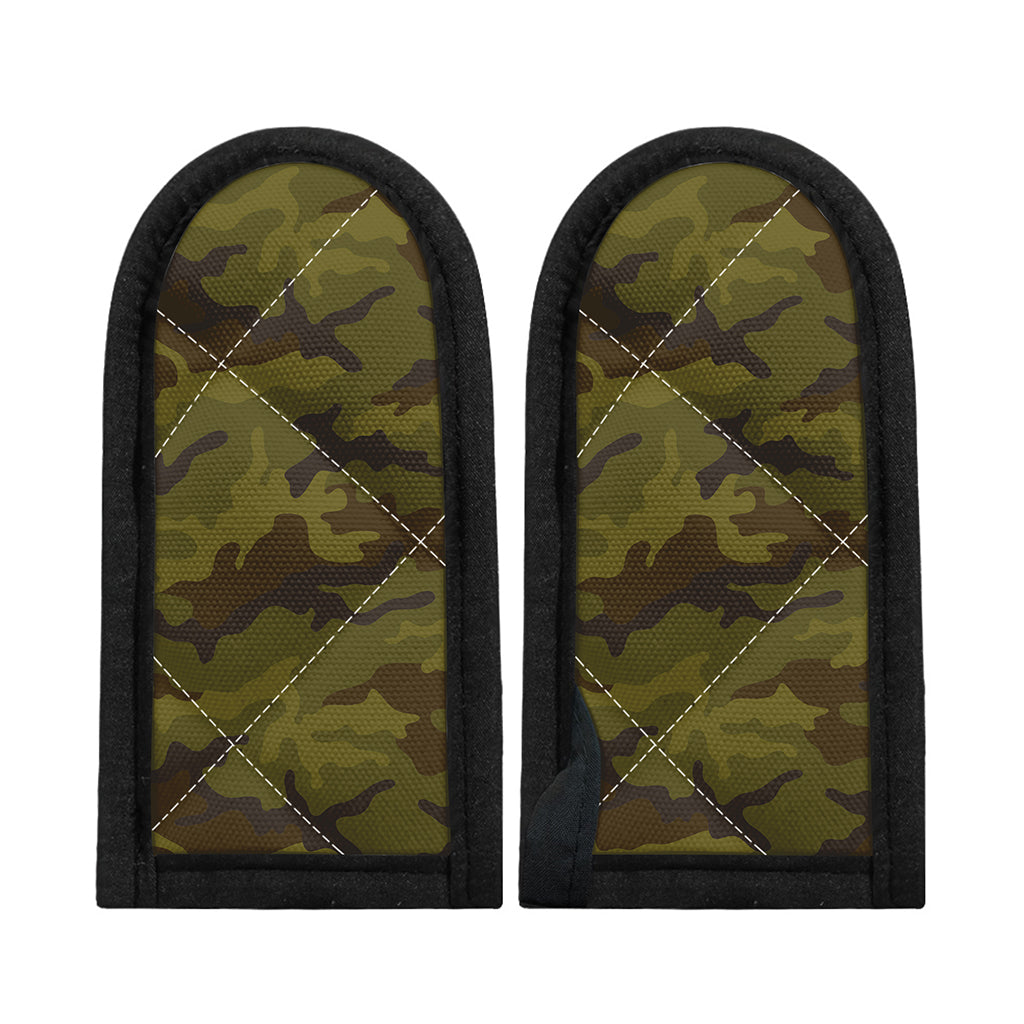 Brown Green Camouflage Print Skillet Handle Cover