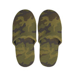 Brown Green Camouflage Print Slippers