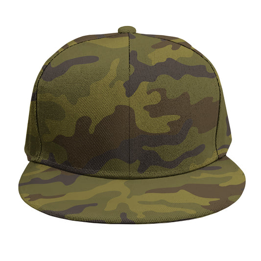 Brown Green Camouflage Print Snapback Cap