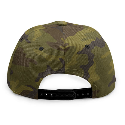 Brown Green Camouflage Print Snapback Cap