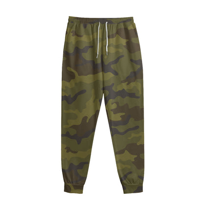 Brown Green Camouflage Print Sweatpants