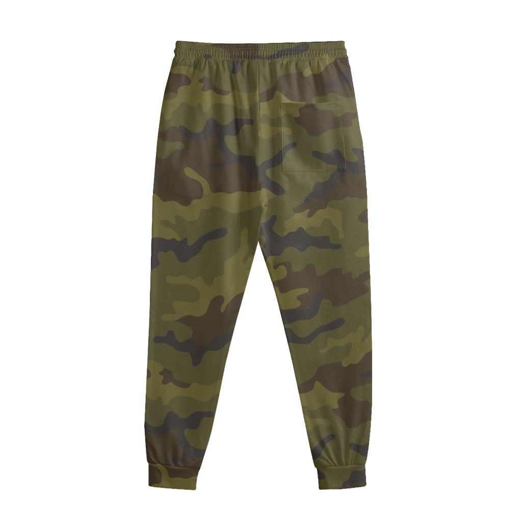 Brown Green Camouflage Print Sweatpants