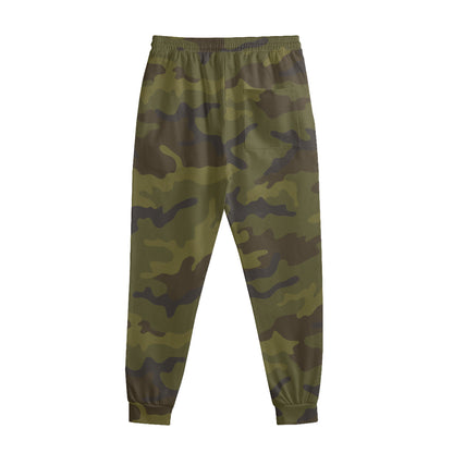 Brown Green Camouflage Print Sweatpants