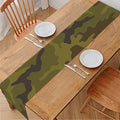 Brown Green Camouflage Print Table Runner