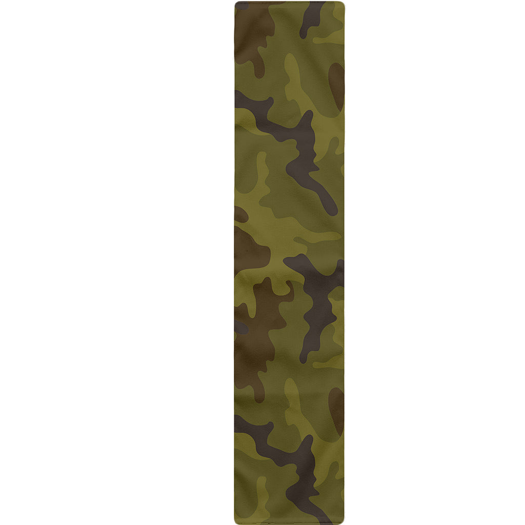 Brown Green Camouflage Print Table Runner