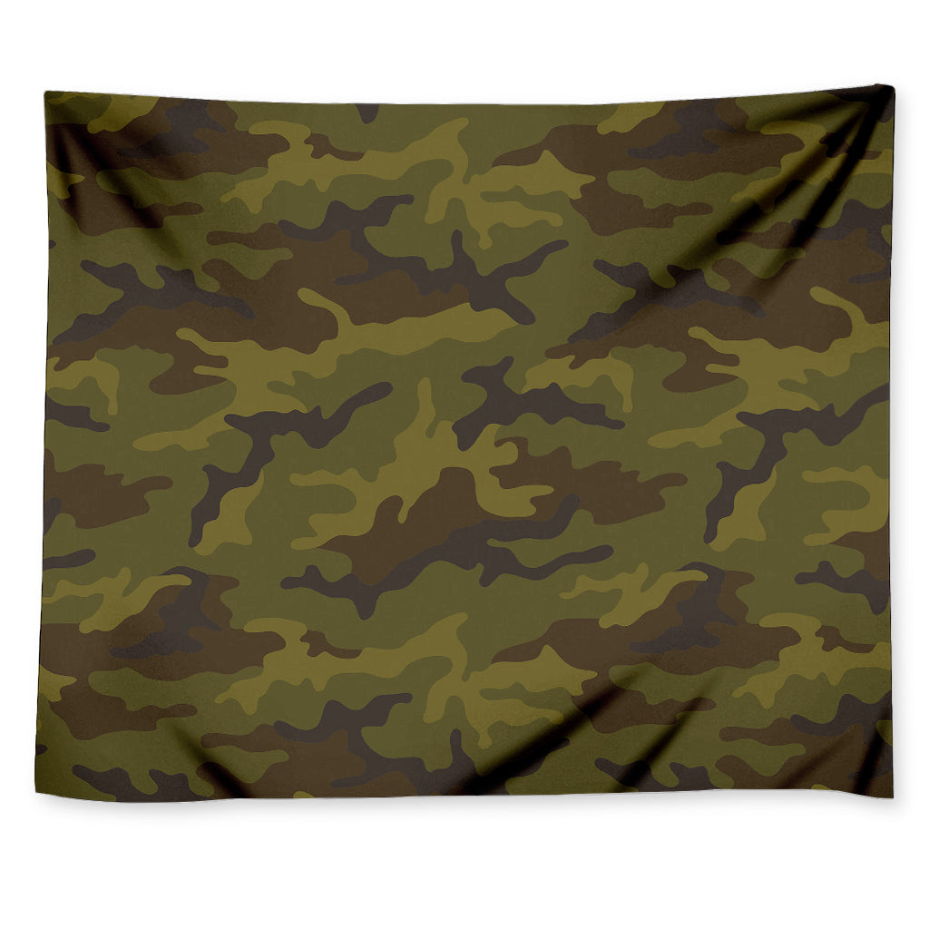 Brown Green Camouflage Print Tapestry