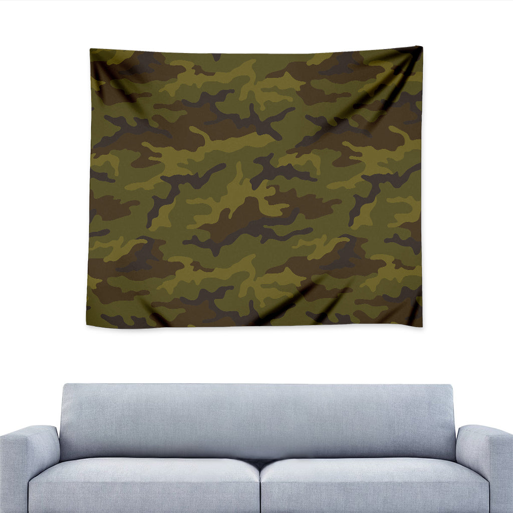 Brown Green Camouflage Print Tapestry