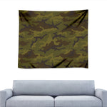 Brown Green Camouflage Print Tapestry