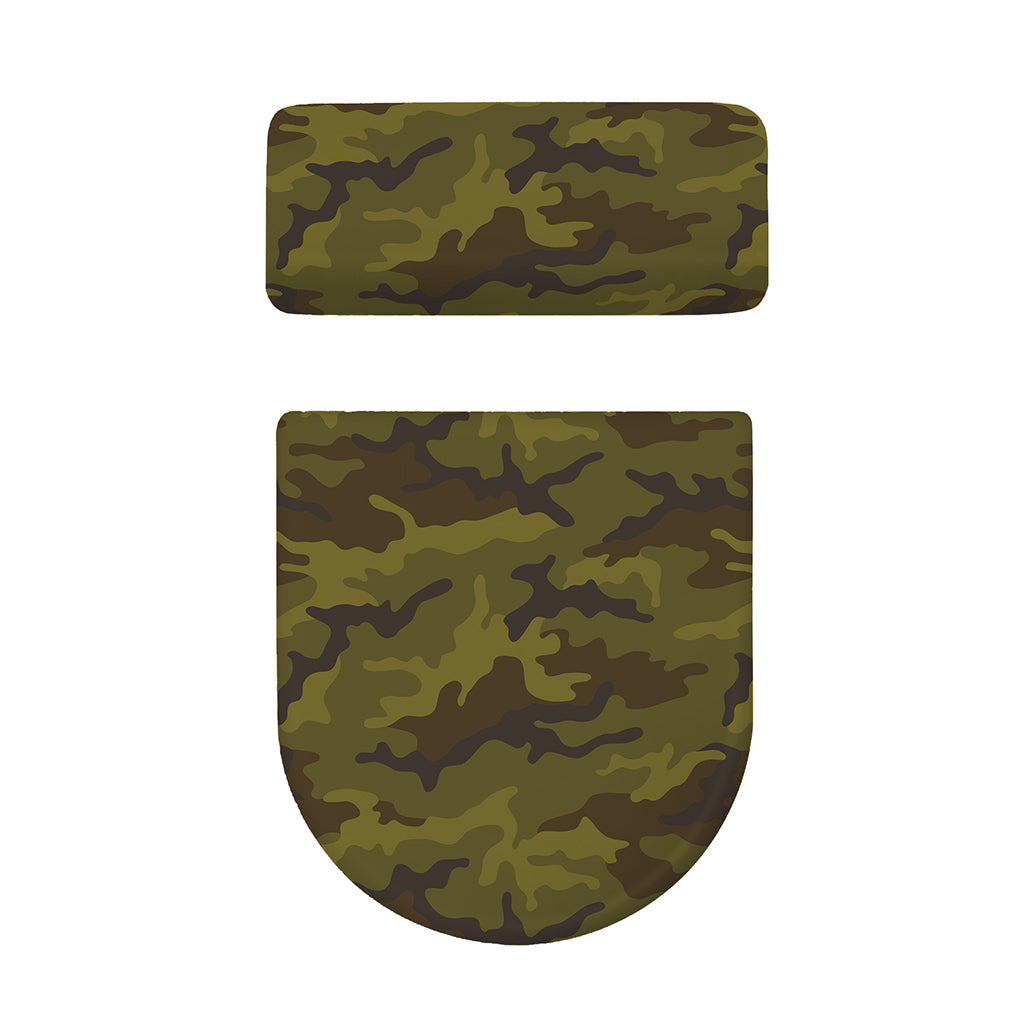Brown Green Camouflage Print Toilet Lid And Tank Cover Set