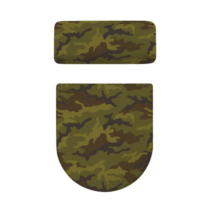 Brown Green Camouflage Print Toilet Lid And Tank Cover Set