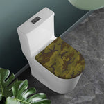 Brown Green Camouflage Print Toilet Lid Cover