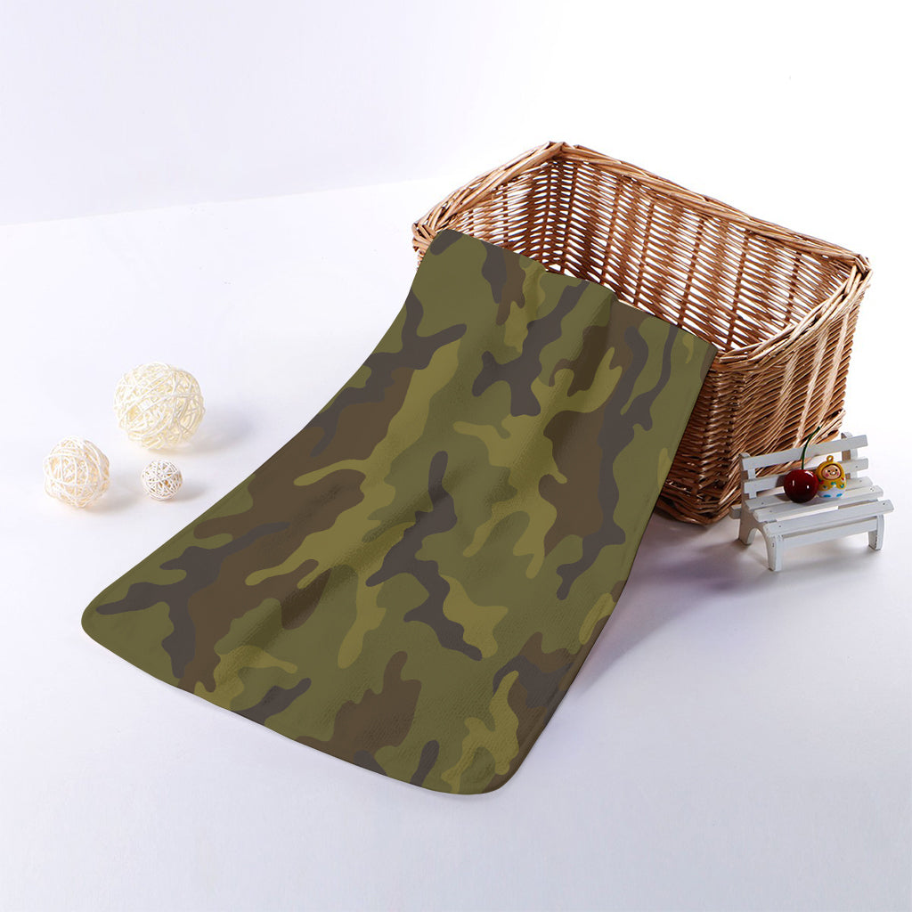 Brown Green Camouflage Print Towel