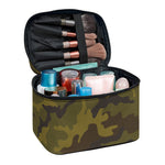 Brown Green Camouflage Print Travel Makeup Bag