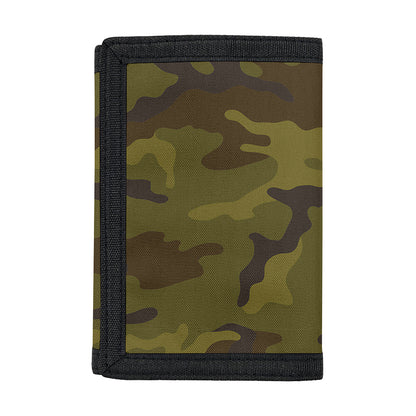 Brown Green Camouflage Print Trifold Wallet