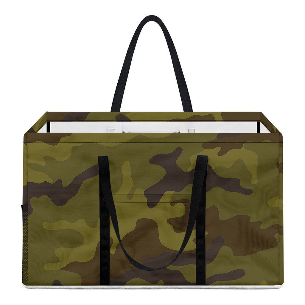 Brown Green Camouflage Print Utility Tote Bag