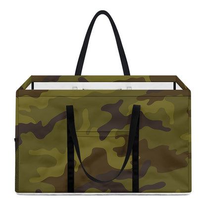 Brown Green Camouflage Print Utility Tote Bag
