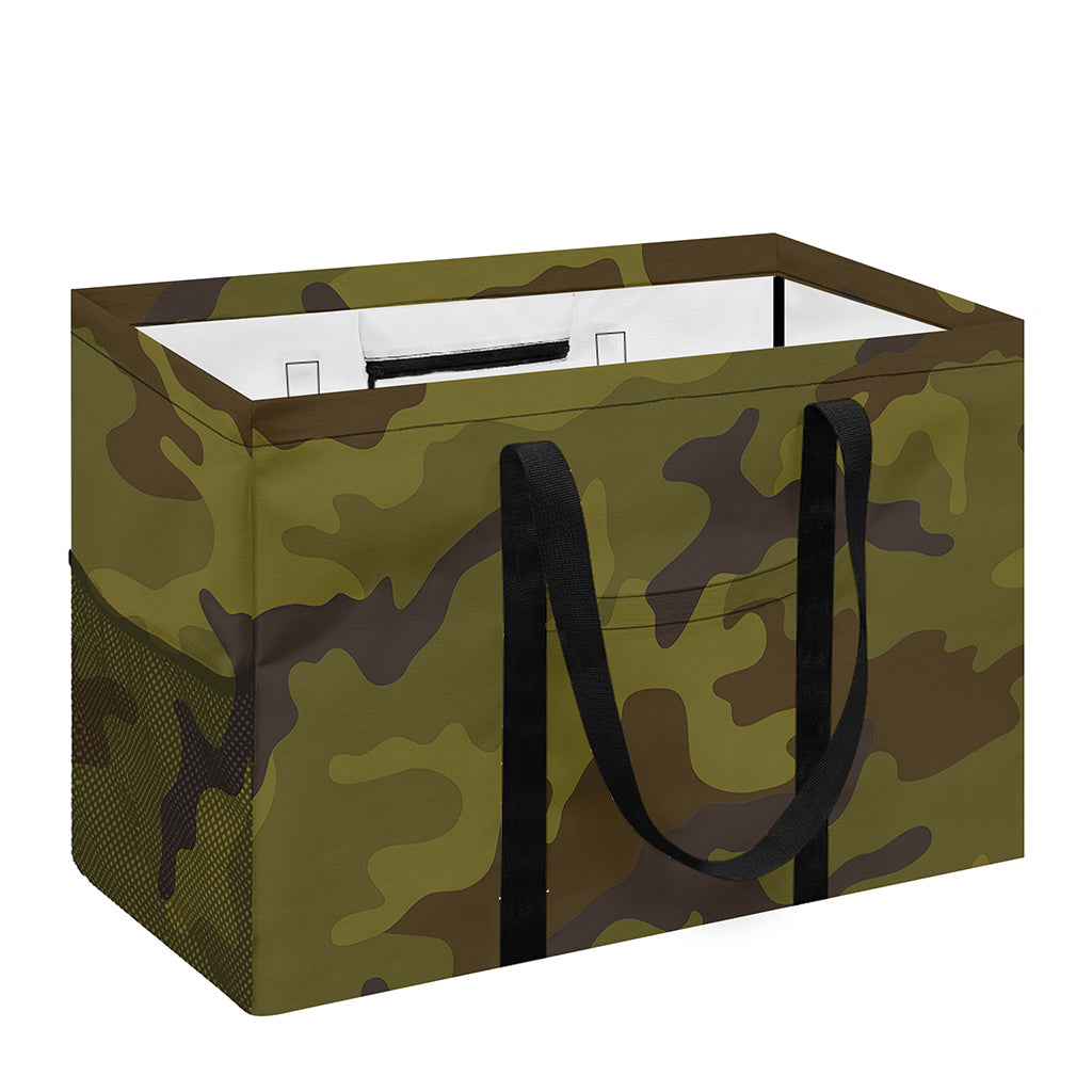 Brown Green Camouflage Print Utility Tote Bag