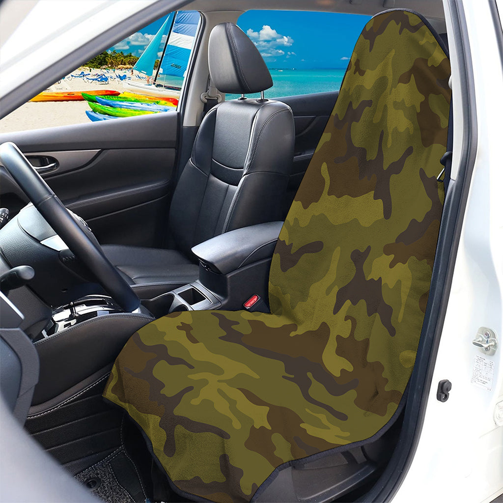 Brown Green Camouflage Print Waterproof Car Seat Cover