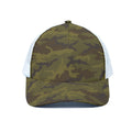 Brown Green Camouflage Print White Mesh Trucker Hat