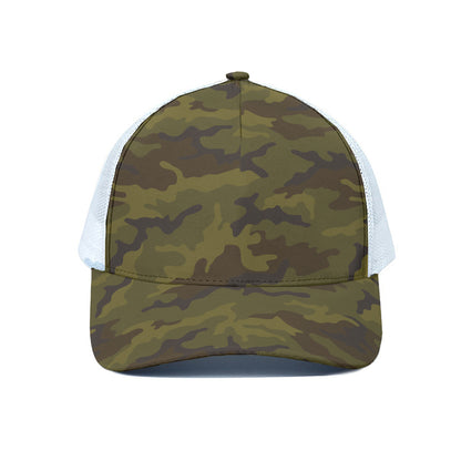 Brown Green Camouflage Print White Mesh Trucker Cap