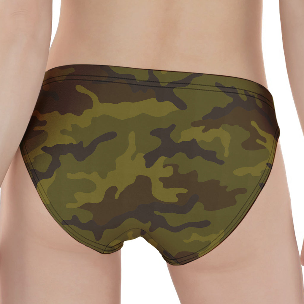 Brown Green Camouflage Print Women's Panties
