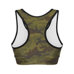 Brown Green Camouflage Print Women's Sports Bra