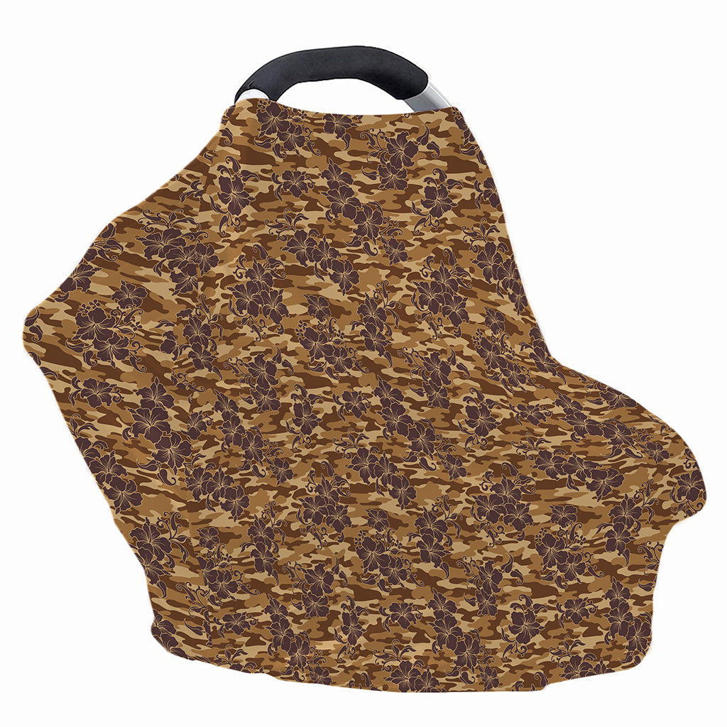 Brown Hawaiian Camo Flower Pattern Print Baby Seat Cover