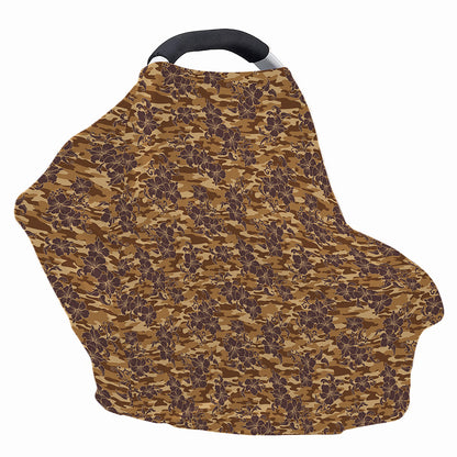 Brown Hawaiian Camo Flower Pattern Print Baby Seat Cover