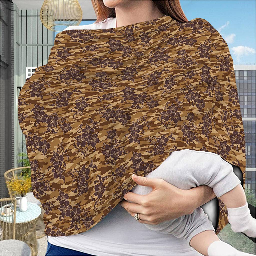 Brown Hawaiian Camo Flower Pattern Print Baby Seat Cover