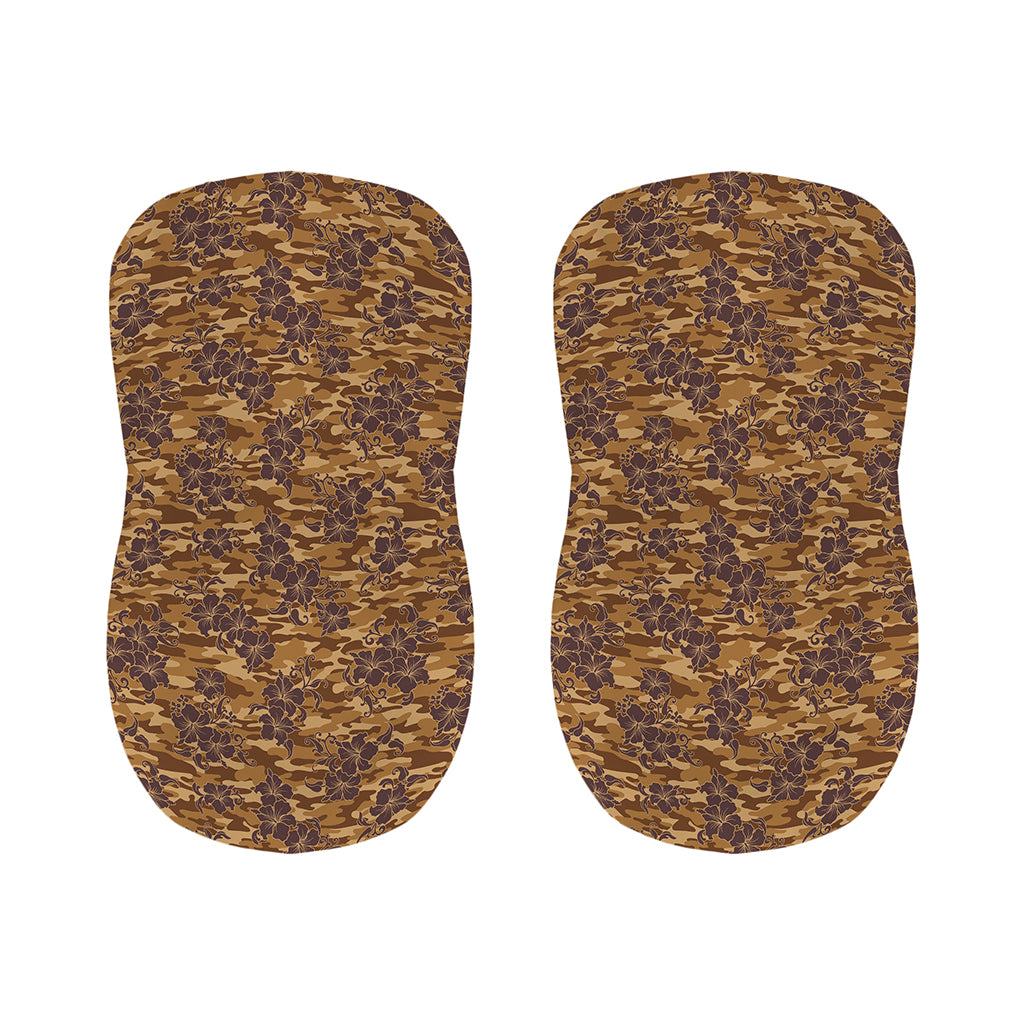 Brown Hawaiian Camo Flower Pattern Print Bar Stool Covers