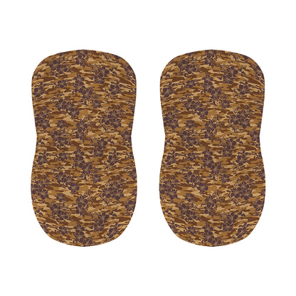 Brown Hawaiian Camo Flower Pattern Print Bar Stool Covers