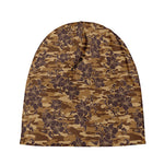Brown Hawaiian Camo Flower Pattern Print Beanie