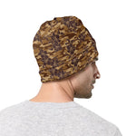 Brown Hawaiian Camo Flower Pattern Print Beanie
